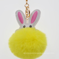 Cute Genuine Rabbit Fur Ball Pompom Keychain for Car Keyring handbag